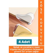 Pratik Çocuk Bebek Güvenlik Masa Komodin Mobilya Çarpma Önleyen Silikon Köşe Kenar Koruyucu 4 Adet Çok Renkli