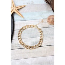 Gold Kaplama Orta Boy Gourmet Zincir Halhal Çok Renkli