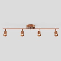 Rsylight Retro Mat Bakır Kaplama 180 Derece Hareketli Modern Spor 4 Lü Led Spot Avize Günışığı Ampullü Bakır