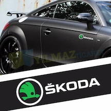 Skoda Logo Arma Yan Kapı Oto Sticker Yapıştırma Araba Etiket 2 Ad