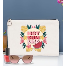 Bk Gift Yaz Temalı-8 Astarlı Portföy Çanta 30x21cm, Baskılı El Çantası, Organizer Çanta Çok Renkli