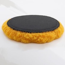 Sarı Renk 1 Adet Orta Sert Koyun Kuzu Postu Pedi Ø 125 Mm Pasta Cila Polisaj Cırt Tabanlı Yün
