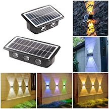 Cbtx Bahçe Aydınlatma 4led Solar Duvar Lambası Dış Mekan Suya Dayanıklı Yukarı Ve Aşağı Çift Başlı Spot Sarı Işık
