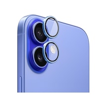Apple iPhone 16 Tekli Kamera Lens Koruma Camı Mavi iPhone 16 İle Uyumlu Kamera Koruyucu Film - Mavi Diğer