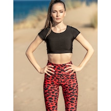 Lismina Kısa Kollu Crop Spor Tişört Sporcu Büstiyer Siyah Lismina Kısa Kollu Crop Spor Tişört Sporcu Büstiyer Siyah