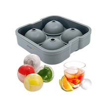 4 Lü Top Büyük Boy Buz Kalıbı, Silikon, Gri Silikon Diğer