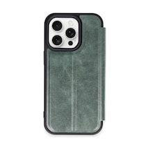 Apple  Uyumlu  iPhone 15 Pro Max Kılıf Flip Cover Koyu Yeşil