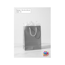 Lüks Karton Gri Renk Hediye Çantası 10 Adet Ürün Ölçüleri 18 X 8 X 24 Cm Gri Tüm Yaşlar