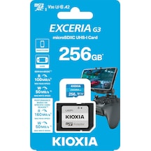 Kioxia Exceria G3 256 Gb Micro Sdxc Hafıza Kartı U3 V30 A2 160/50mb/sn Sd Adaptörlü