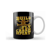 Build Fly Crash Repeat Cute Drone Pilot Flying Pun Kupa Bardak Porselen Karışık