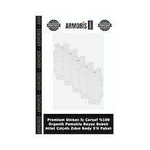 Armoris Premium Unisex İç Çarşaf %100 Organik Pamuklu Beyaz Bebek Atlet Çıtçıtlı Zıbın Body 5'li Paket