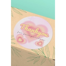 90 Adet Thank You For Your Purchase Etiketi Pembe 3x3cm St2051 Çok Renkli