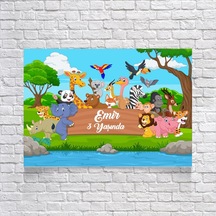 Safari Sevimli Hayvanlar Temalı Doğum Günü Afişi 35x50 Cm