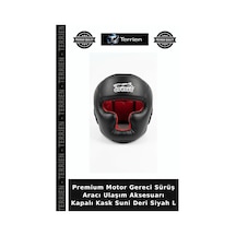 Premium Motor Gereci Sürüş Aracı Ulaşım Aksesuarı Kapalı Kask Suni Deri Siyah L