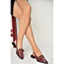 Fox Shoes U518700508 Bordo Rugan Alçak Topuklu Kadın Ayakkabı Bordo