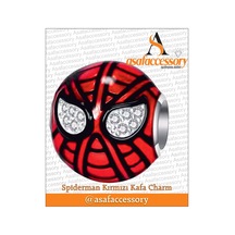 Spiderman Kırmızı Kafa Charm Gümüş Kaplama