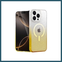 Bezos İphone 15 Pro Uyumlu Pummel Shiny Magsafe Kapak - Gold Ob