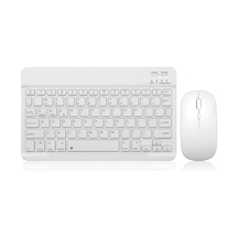 Kablosuz Bluetooth Klavye Ve Mouse Seti Tüm Cihazlarla Uyumlu Beyaz Diğer
