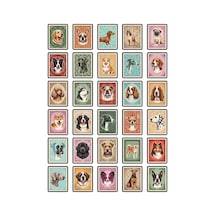 30 Adet Vintage Posta Pulu Köpek Sticker Seti - Ajanda Scrapbook Defter İçin Çok Renkli
