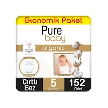 Pure Baby Organik Pamuklu Cırtlı Bez Ekonomik Paket 5 Numara Junior 152 Adet