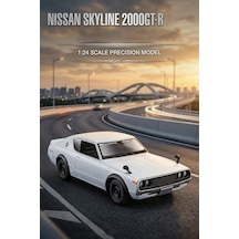 Maisto Lisanslı Metal 1973 Nissan Skyline 2000gt-r 1:24 Kapıları Açılabilir Oyuncak Model Araba Beyaz