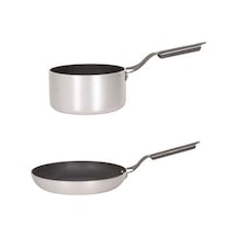 Mehtap Chefline İndüksiyon Tabanlı 24 Cm Tava 18 Cm Kaçerola Seti Gri