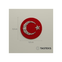 Taşlı Ütülenebilen Veya Sticker Olarak Kullanılabilen Daire Türk Bayrağı