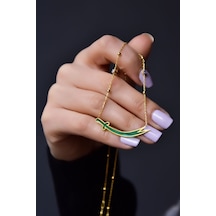 Papatya Silver 925 Ayar Gümüş Mineli Toplu Parlayan Rüya Serisi Tasarım Ebruli Cam Boyalı Zülfikar Kılıcı Kolye