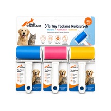 3 Lü Yıkanabilir Tüy Toplama Rulosu Seti Kedi Köpek Tüyü Temizleme Rulosu
