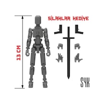 Robot 13 Dummy Koyu Gri Gri Tüm Eklemleri Hareketli Aksiyon Figürü Oyuncak