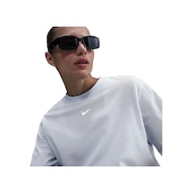 Nike Tee Essential Swoosh Nakışlı Oversize Kalıp Kadın Mavi Tişört