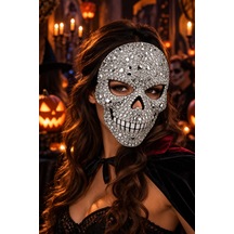 Taşlı Lüks Kurukafa Maskesi Halloween Cadılar Bayramı Parti Kostüm Eğlence Etkinlik Aksesuarı Diğer