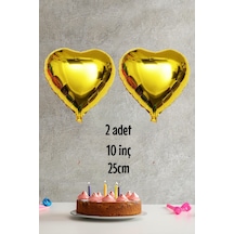 Kalp Şekilli Gold Folyo Balon 10 İnc 25 Cm 2 Adet Gold