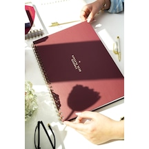 Süresiz Haftalık Masaüstü Planlayıcı 12 Aylık Undated Desk Planner Bordo