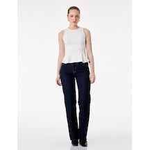 Koton Slim Fit Kolsuz Bisiklet Yaka Peplum Bluz Ekru 6sak10097ek