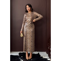 Verymoda Leopar Desenli Etek Günlükten Geceye Şıklık Koyu Leopar