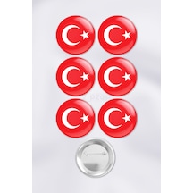 Türk Bayrağı Türkiye Al Yıldız Çanta Süsü İğneli Buton Rozet Seti 6 Adet Altılı