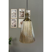 Zefira Cam Bal Rengi Tekli Avize Eskitme Tokmak Başlık Retro Sarkıt Lamba Salon Aydınlatma Bal