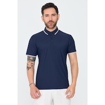 Lacivert Düğmeli Polo Yaka Erkek Tişört Navy