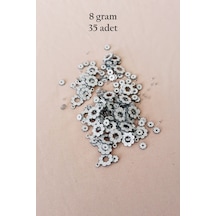 Oya Abiye Bileklik Kolye Pleksi Metalik Plastik Pul Gümüş Renk 8 Gram 35 Adet - Bnc501