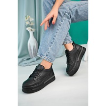 Zima Tabanı Taş Detaylı Kalın Taban Bağcıklı Kadın Sneaker 001