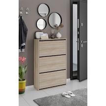 Ceha 3'lü Düşer Kapaklı Ahşap Ayakkabılık - Egger Meşe A.AYK-3/MEŞE