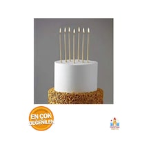 Altın Renk Pasta Mumu 6'lı Set - 20 Cm Boyunda Tüm Yaşlar