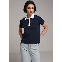 Colin's Colins Regular Fit Polo Yaka Düz Kadın Lacivert Kısa Kol Tişört Cl1080432 Q1.v1 Nav