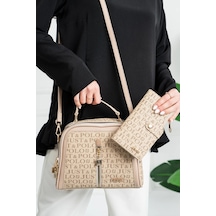 Just Polo Kadın Orijinal Just Polo Ayarlanabilir Askılı El Ve Omuz Çantası Kombin Shopper Vizon Kombin