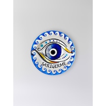 Sarıgerme Temalı Polyester Kabartmalı Nazar Magnet Çap: 7 Cm Dekoratif Hediyelik Buzdolabı Süsü Kod:1229