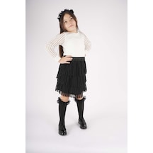 Miniko Kids 23 Nisan 29 Ekim Konsept Kol Tül Detaylı Kat Kat Tütü Etekli Takım Siyah