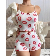 Lisinya Kiss Öpücük Beyaz Şortlu Takım Beyaz