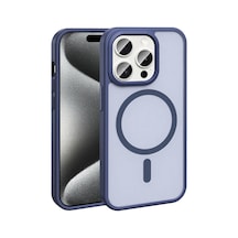 Apple iPhone Uyumlu 15 Pro Max Kılıf Magsafe Destekli Kamera Yükseltili Silikon Mat Parmak İzi Tutmayan Pazarplus Lacivert