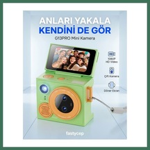En-cag Çeşithane G13pro Mini Retro Kamera Hd, Çift Lensli Döndürülebilir Selfie Ekranlı, Taşınabilir Başparmak Vlog Kamerası Yeşil Bss